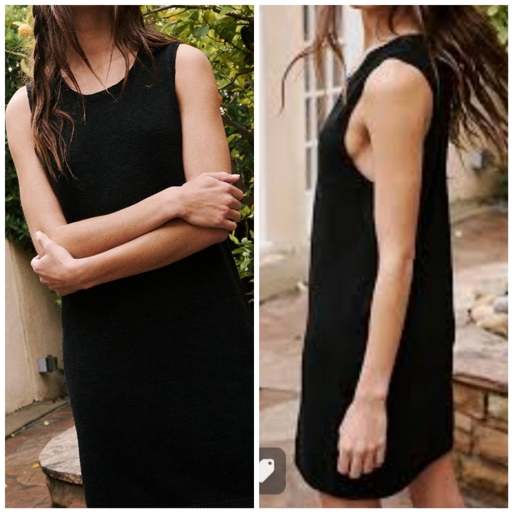Free People Beach Nina Sweater Black Mini Linen Blend Dress Size S